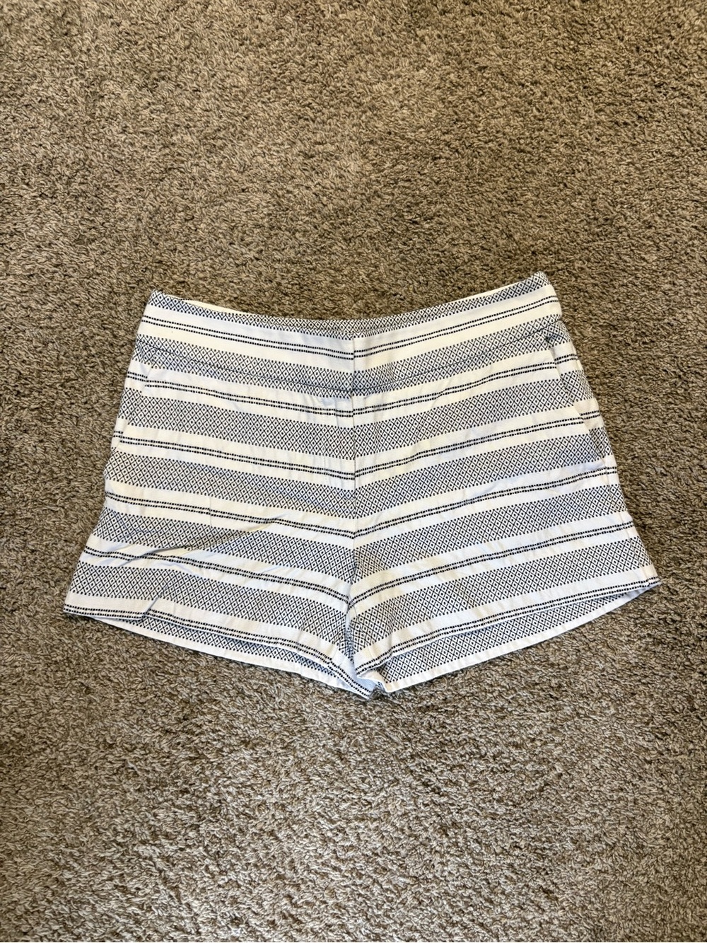 LOFT White and Navy Striped High-Waist Women’s Shorts